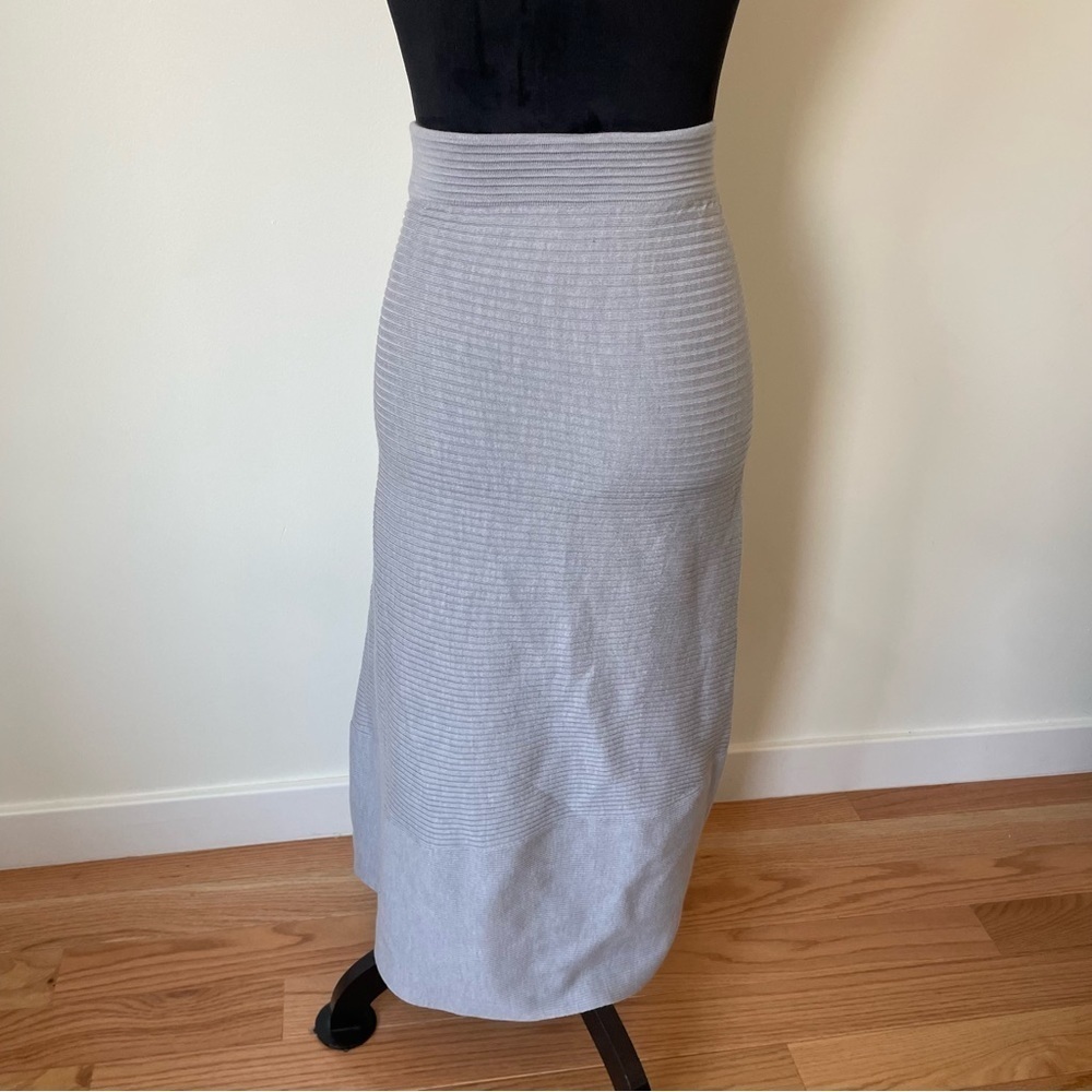 Jonathan Simkhai Gray Fog Wool Grace Draped Fringe Crossover Skirt EUC Size XS - Picture 9 of 12